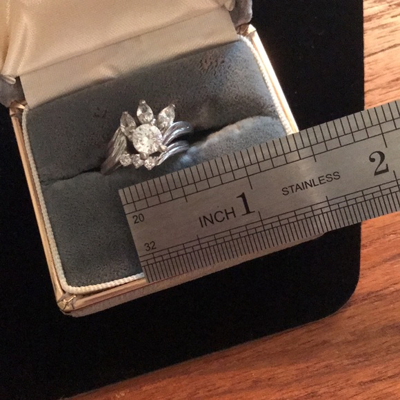 Vintage Wedding Band Set Engagement Silver 925 - Picture 7 of 10